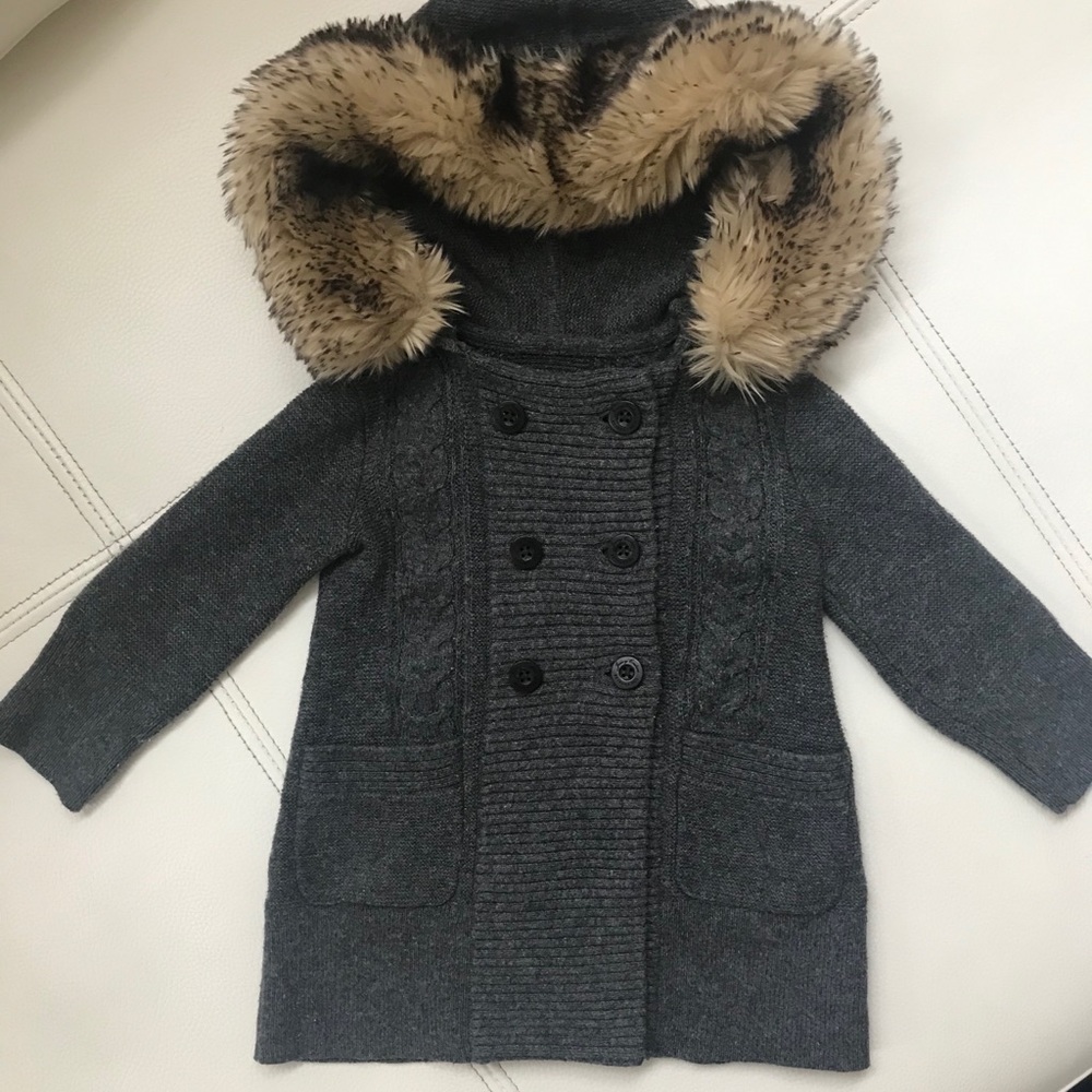 juicy couture sweater jacket with fur hood 3T